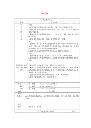 五年級英語下冊 Recycle 1（第1課時）教案 人教PEP版
