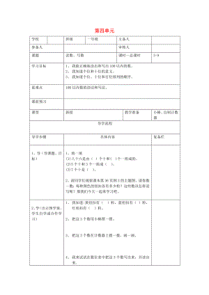 2020年春一年級(jí)數(shù)學(xué)下冊(cè) 第4單元 100以內(nèi)數(shù)的認(rèn)識(shí) 第3課時(shí) 讀數(shù)、寫數(shù)導(dǎo)學(xué)案（無(wú)答案） 新人教版