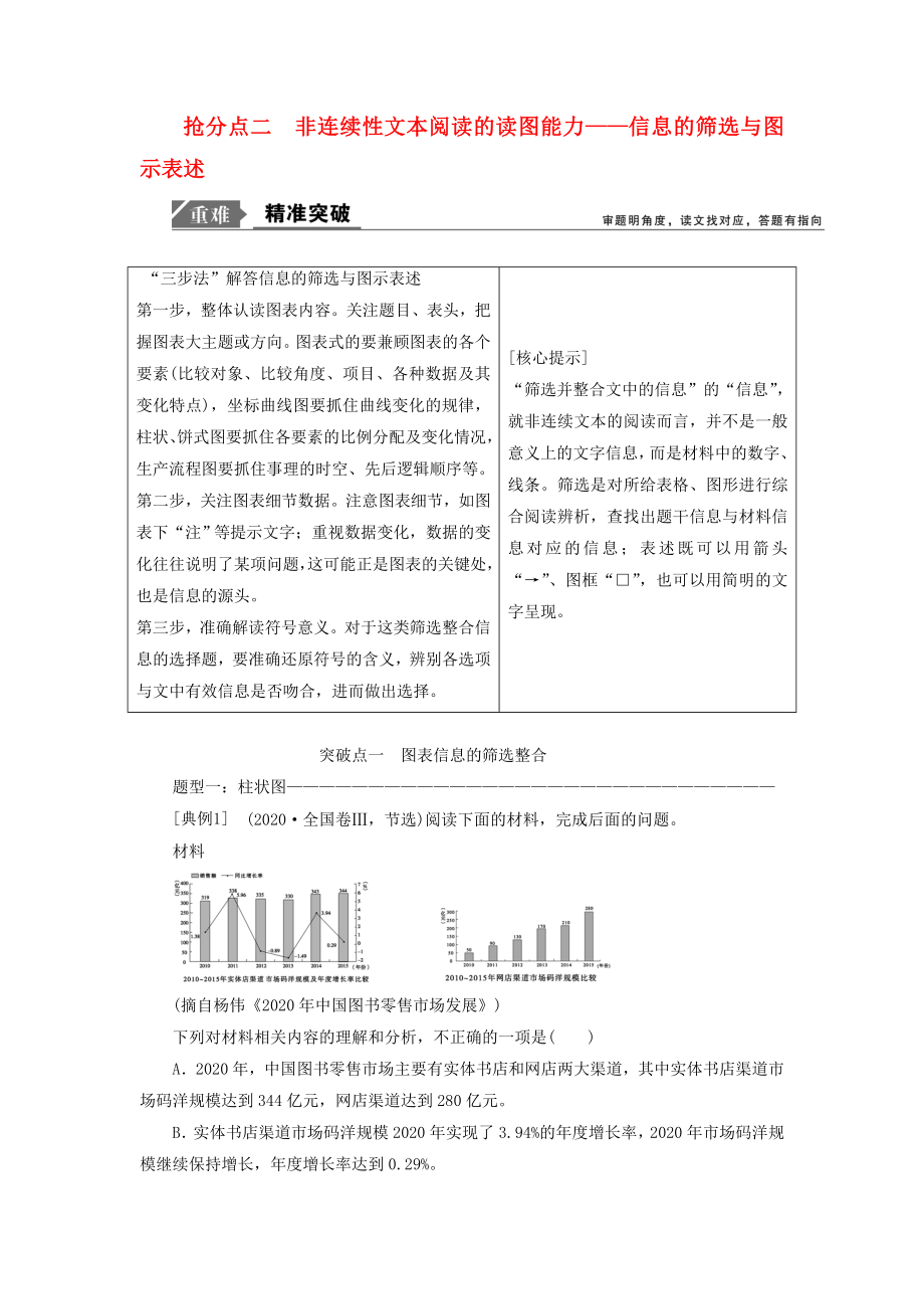 2020年高考語文高分技巧二輪復(fù)習(xí) 專題四 搶分點(diǎn)二 非連續(xù)性文本閱讀的讀圖能力講義（含解析）_第1頁