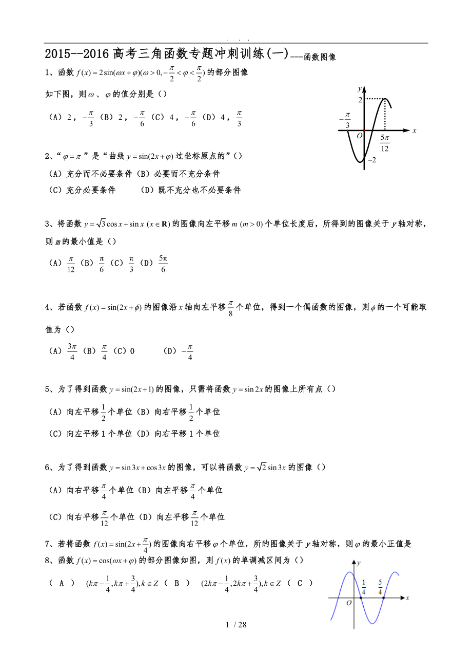 三角函数专题训练_第1页