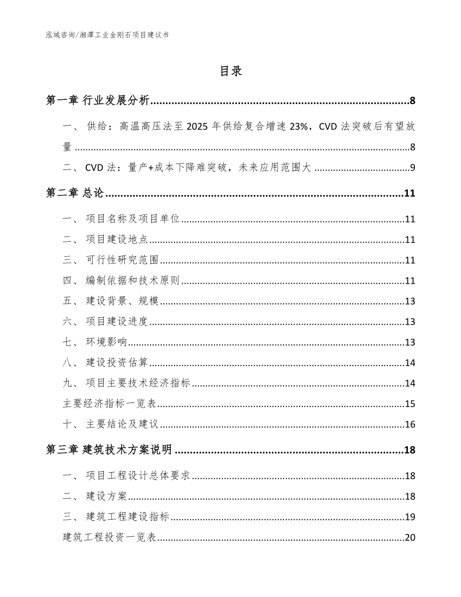 湘潭工业金刚石项目建议书_第1页
