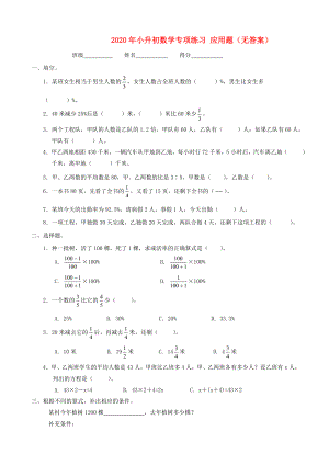 2020年小升初數(shù)學(xué)專項練習(xí) 應(yīng)用題（無答案）