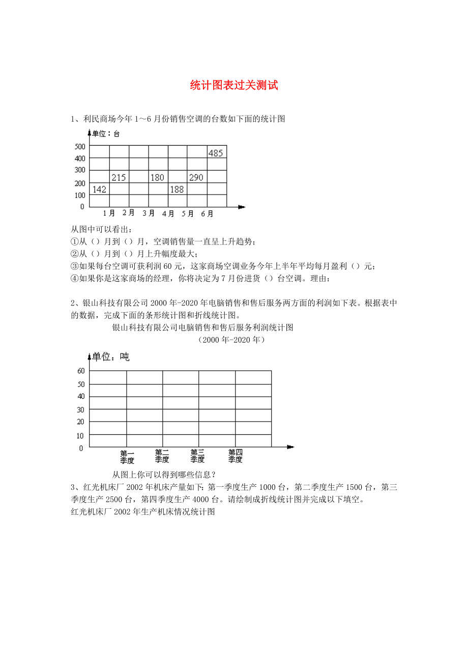 2020學(xué)年一年級(jí)數(shù)學(xué)下冊(cè) 習(xí)題精編 統(tǒng)計(jì)圖表過關(guān)測(cè)試（無答案） 新人教版_第1頁