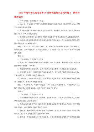 2020年高考語(yǔ)文備考30分鐘課堂集訓(xùn)系列 專題4 辨析并修改病句