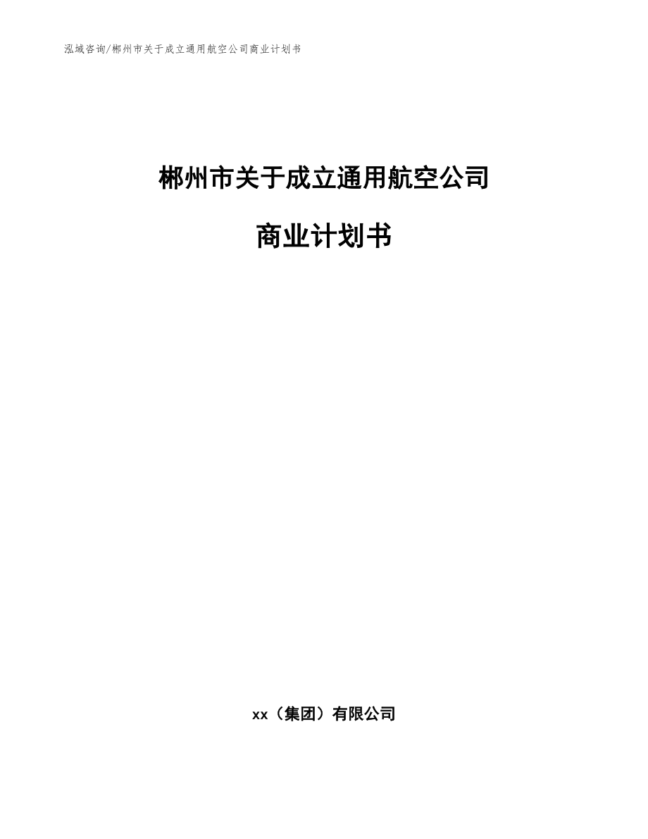 郴州市关于成立通用航空公司商业计划书（模板范本）_第1页