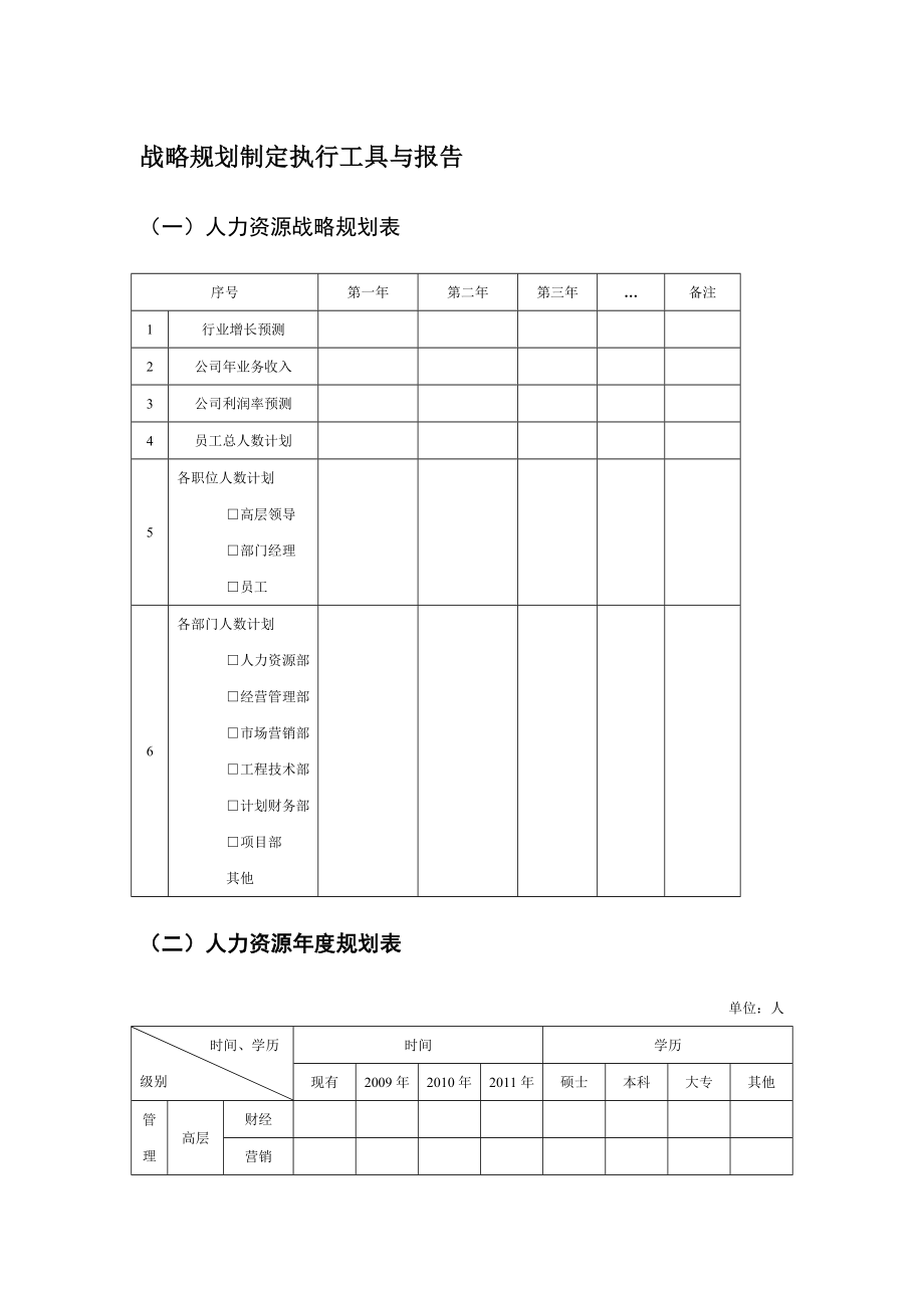 人力資源戰(zhàn)略規(guī)劃制定執(zhí)行工具與報告_第1頁