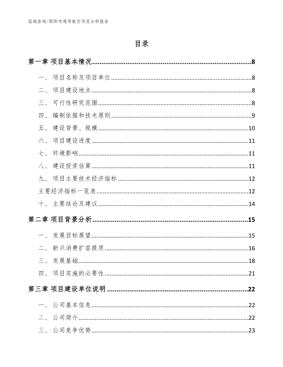 邵阳市通用航空项目分析报告（范文）_第1页