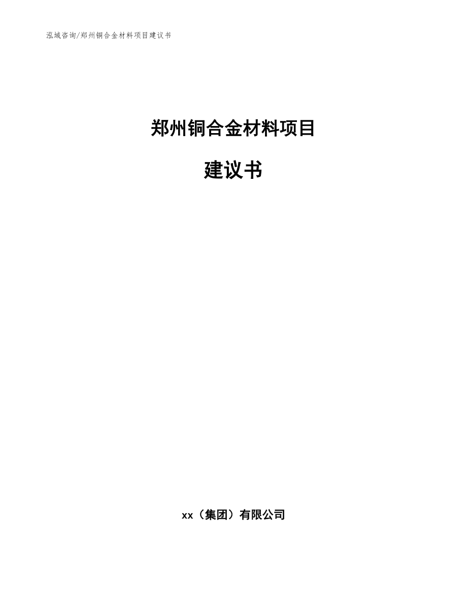 郑州铜合金材料项目建议书【参考范文】_第1页