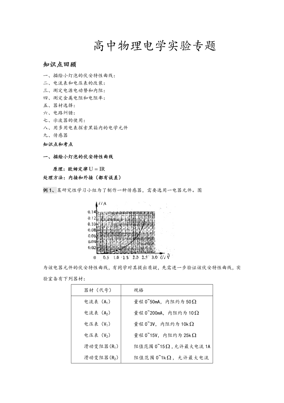 高中物理电学实验专题总结_第1页