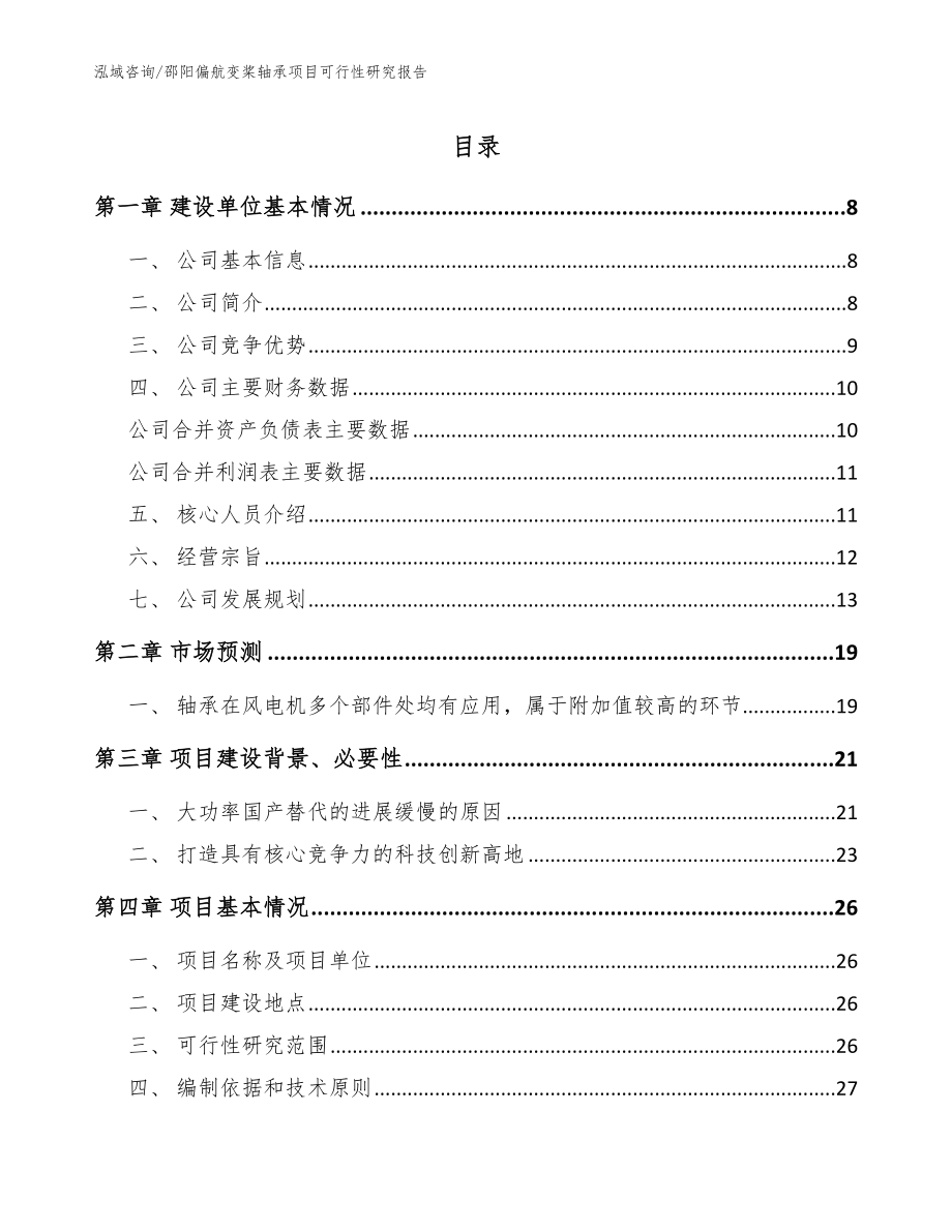 邵阳偏航变桨轴承项目可行性研究报告_范文参考_第1页
