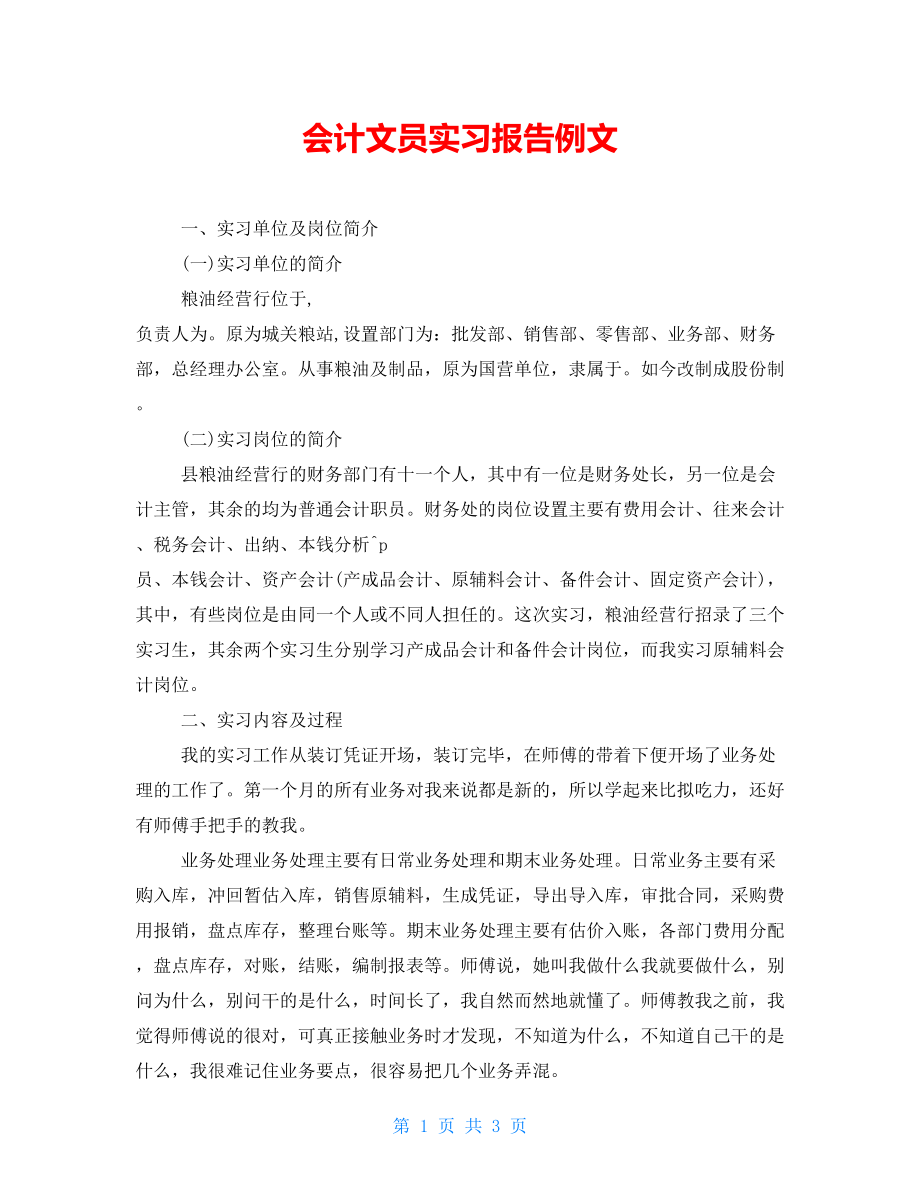 会计文员实习报告例文_第1页