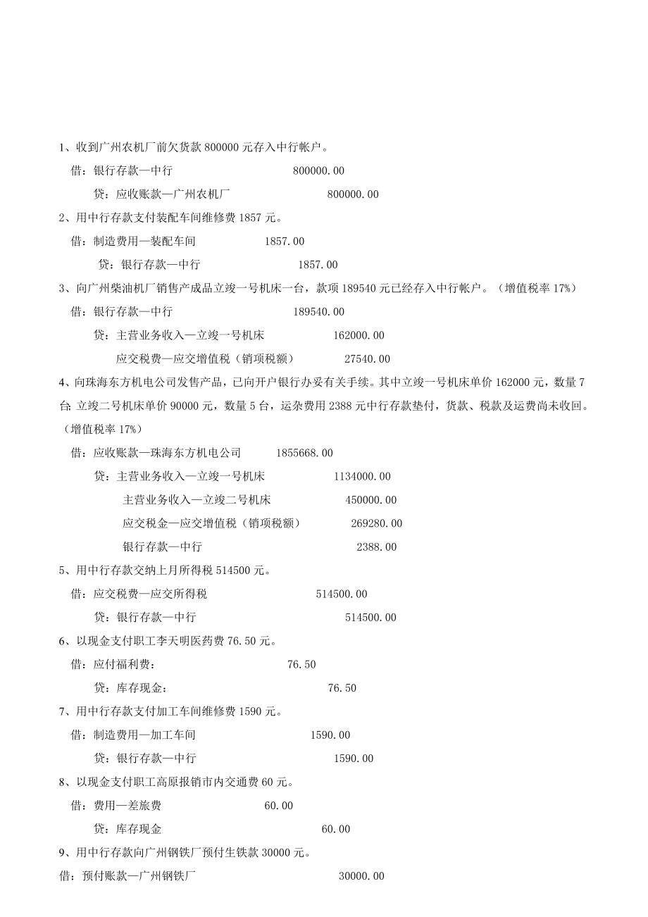 会计分录相关练习_第1页