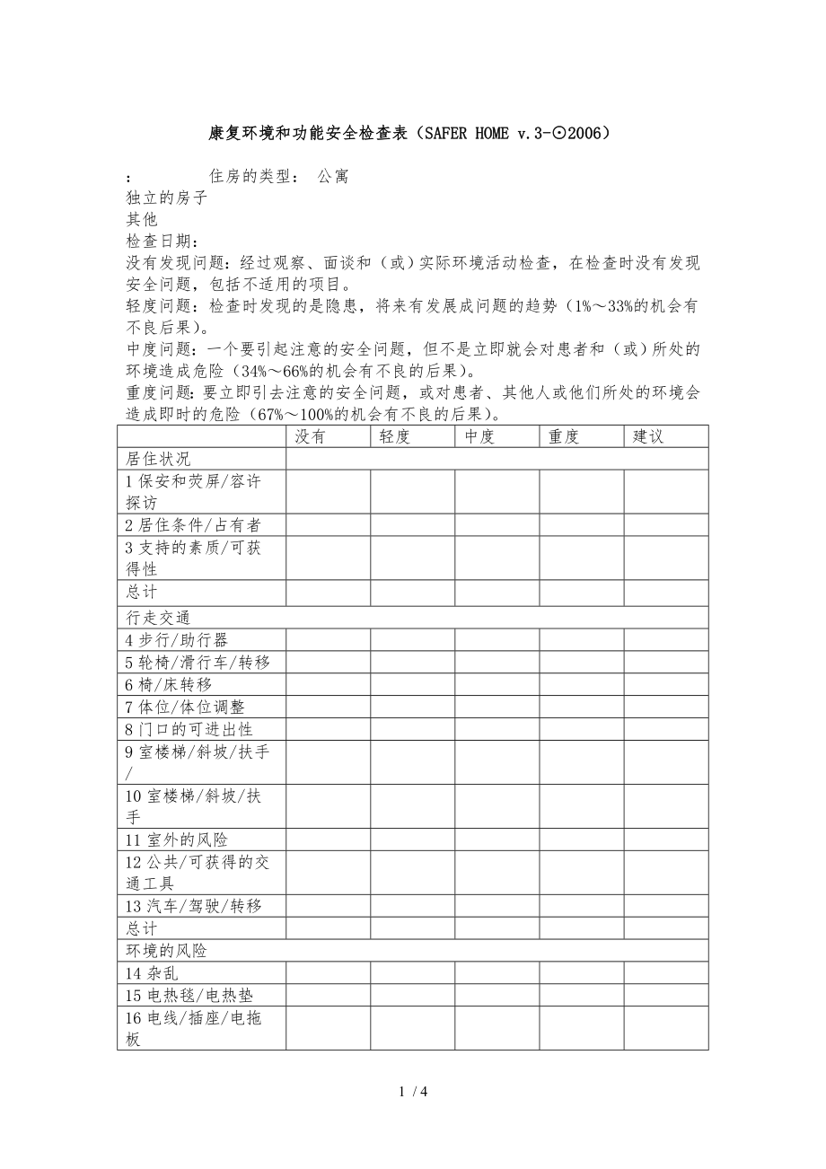 康复环境和功能安全检查表_第1页