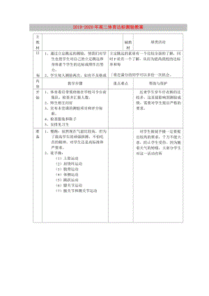 2019-2020年高二體育 達(dá)標(biāo)測驗教案