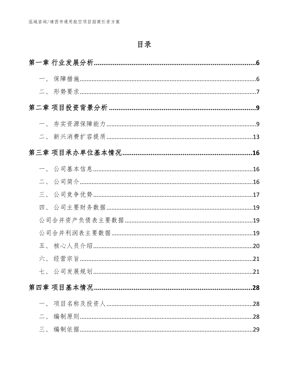 靖西市通用航空项目招商引资方案_参考范文_第1页