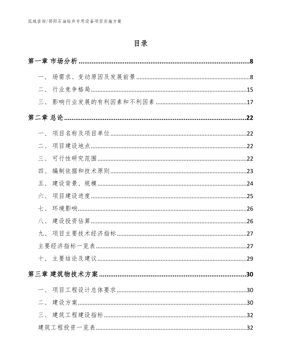 邵阳石油钻井专用设备项目实施方案（模板）_第1页