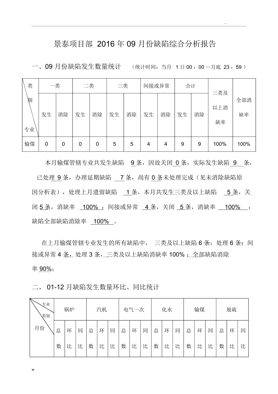 输煤专业缺陷综合分析实施报告_第1页