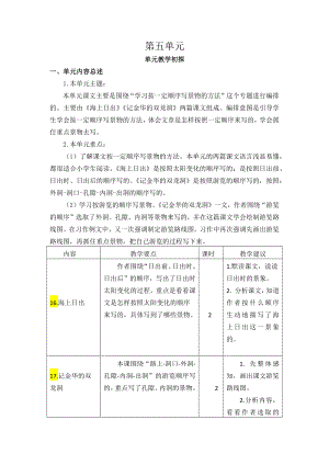 四年級下冊語文素材資料 -第五單元教學初探人教（部編版）