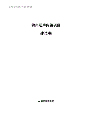 锦州超声内镜项目建议书模板范本