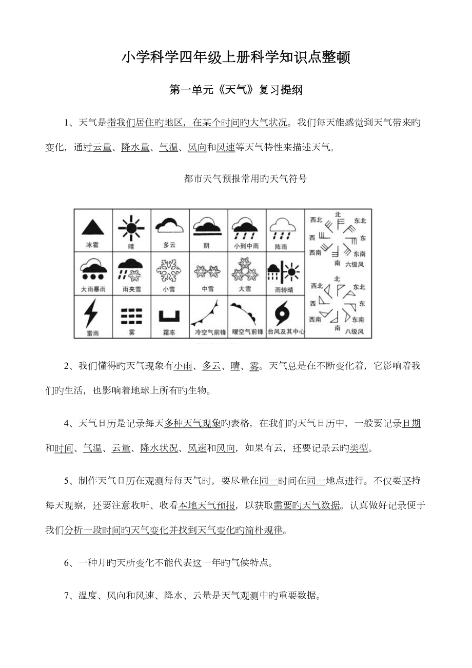 2022小学科学四年级上册科学知识点整理_第1页