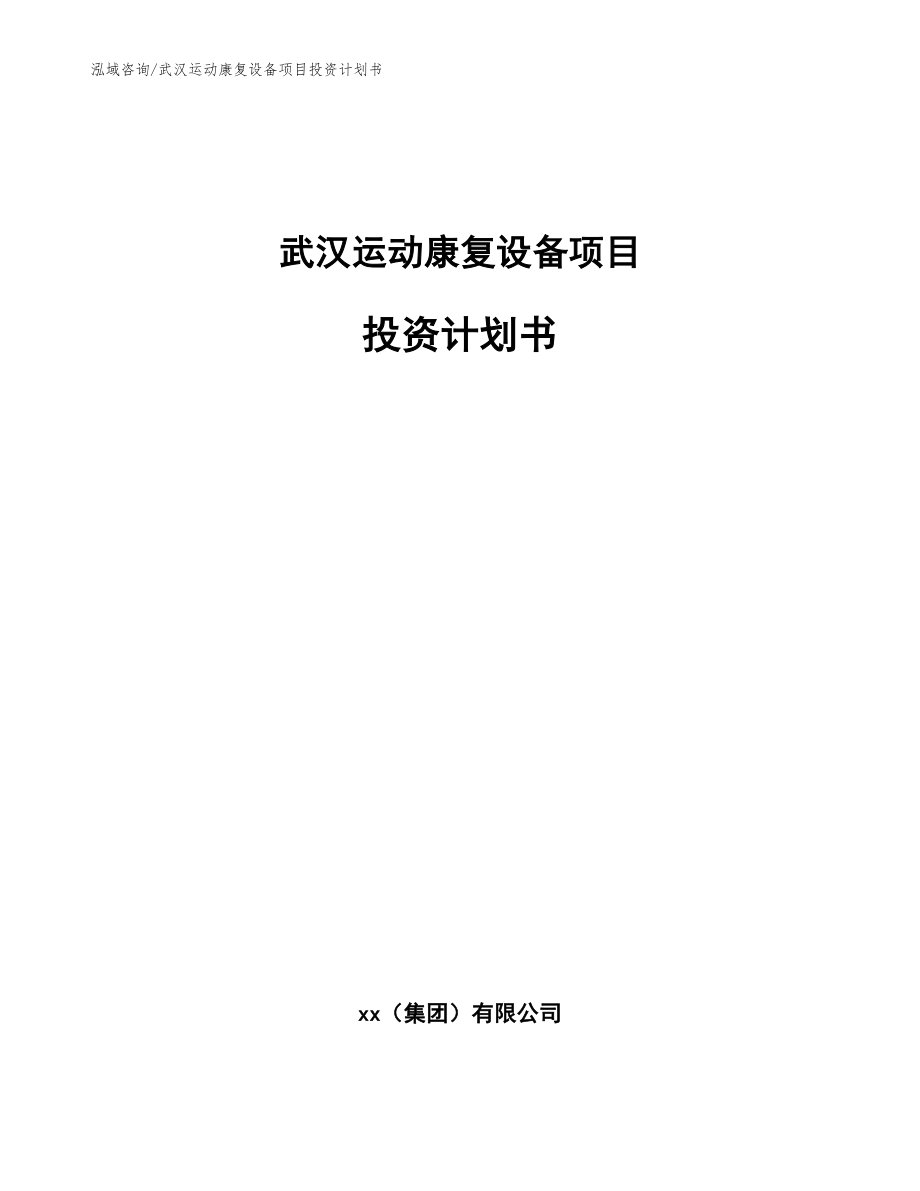 武汉运动康复设备项目投资计划书模板范文_第1页