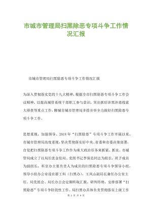 市城市管理局掃黑除惡專項斗爭工作情況匯報.docx