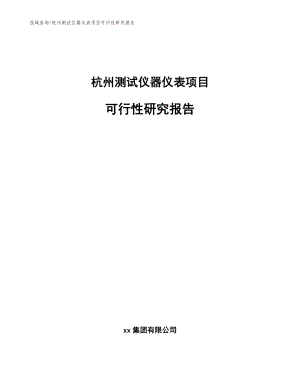 杭州测试仪器仪表项目可行性研究报告范文模板