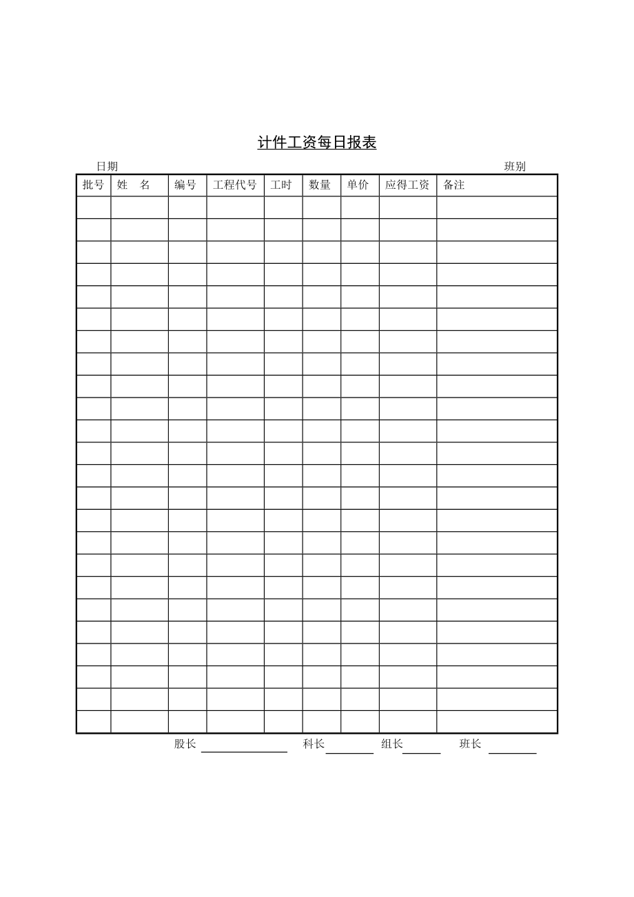 企业计件工资每日报表_第1页