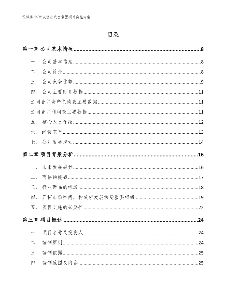 武汉挤出成型装置项目实施方案【参考模板】_第1页