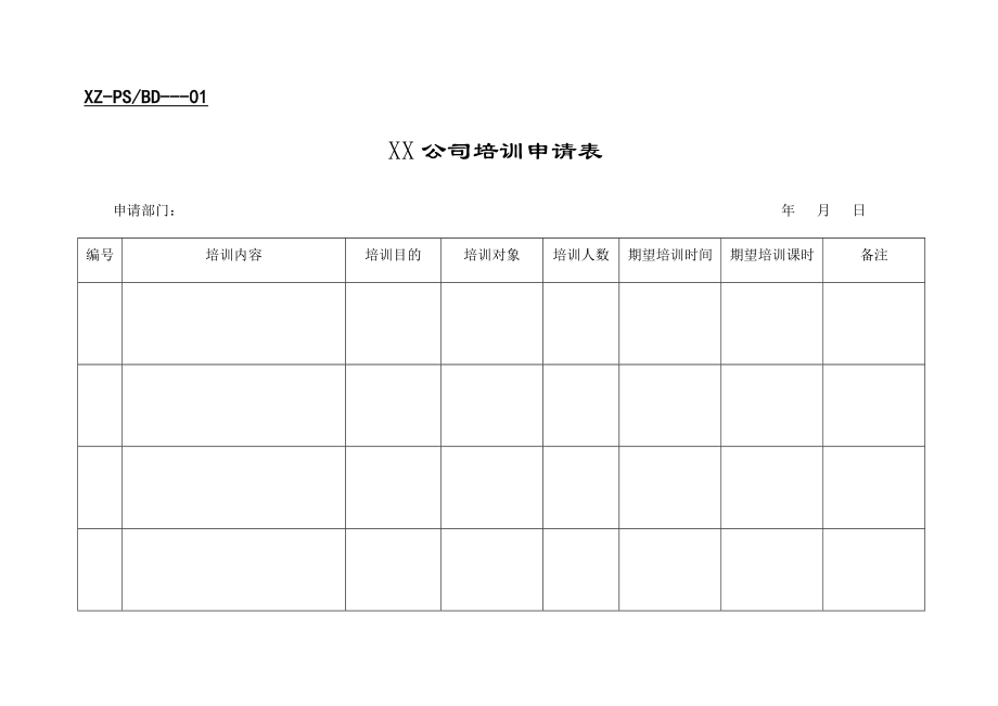 公司培训申请表与记录表_第1页