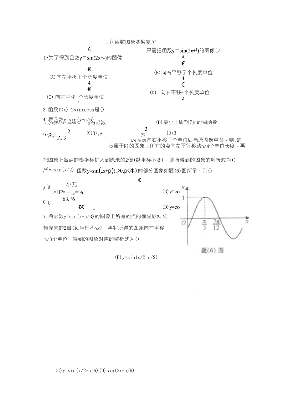 三角函数图象变换习题_第1页