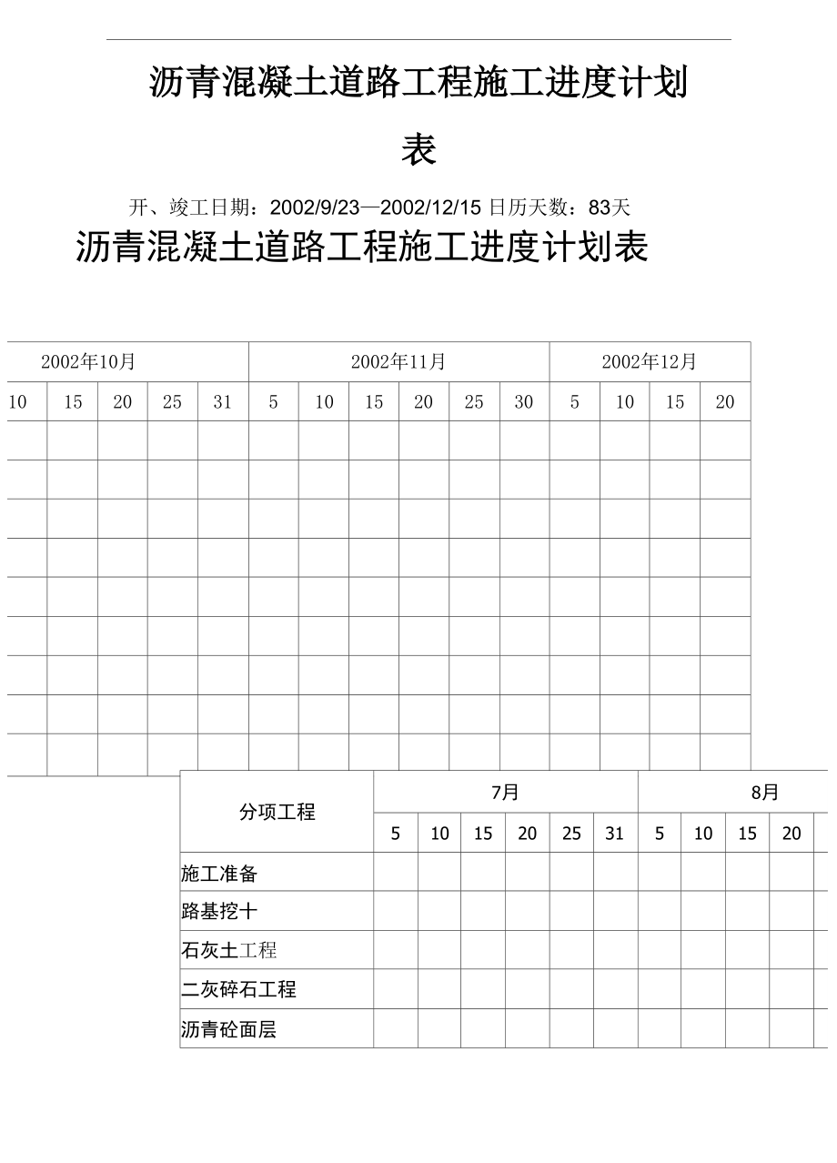 市政道路施工进度表图片