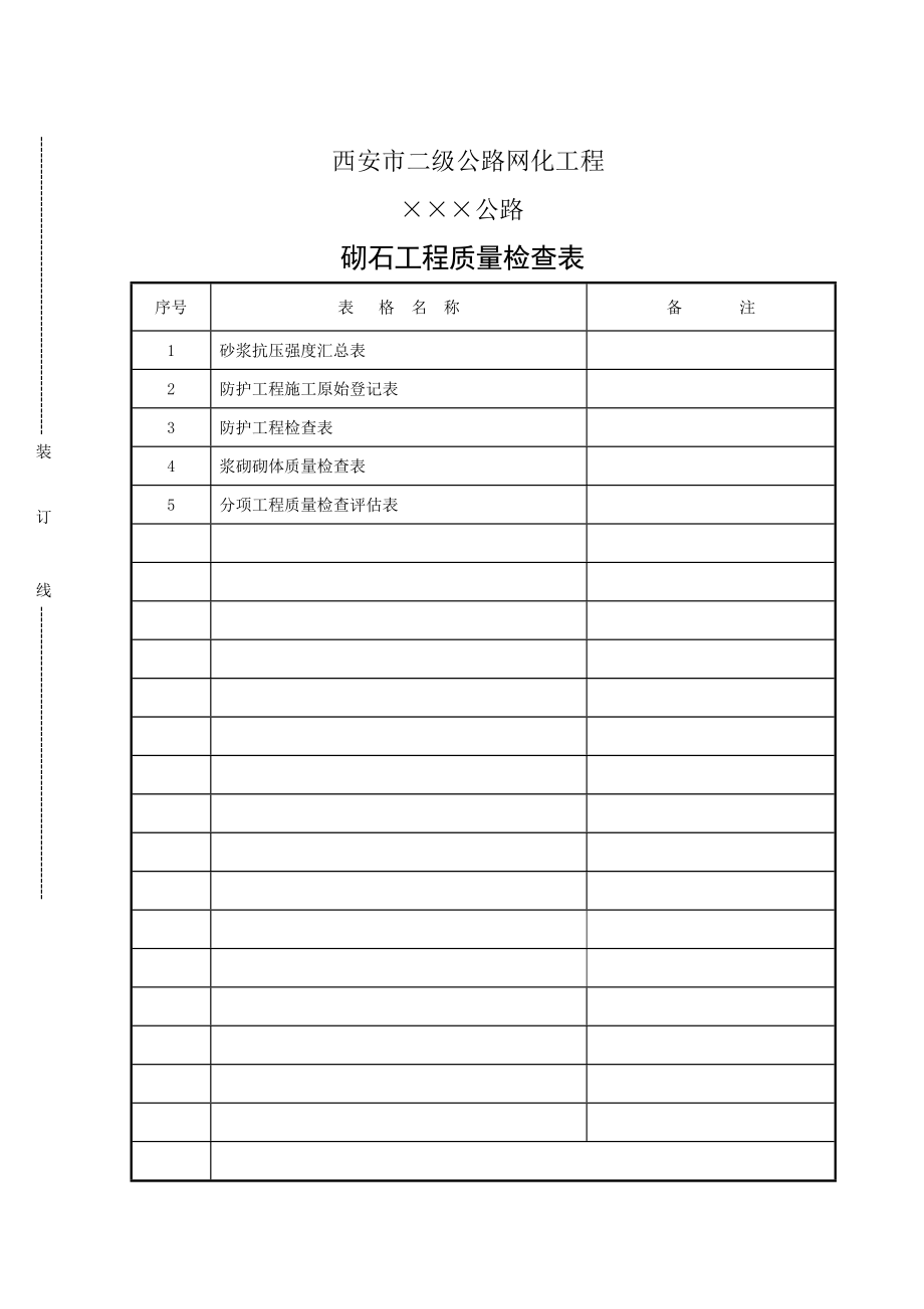 砌石关键工程质量检查表格_第1页