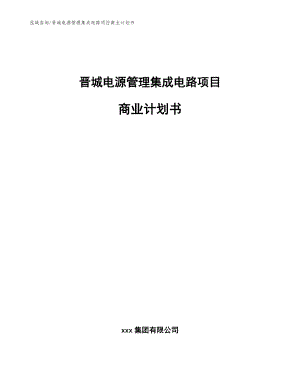 晋城电源管理集成电路项目商业计划书