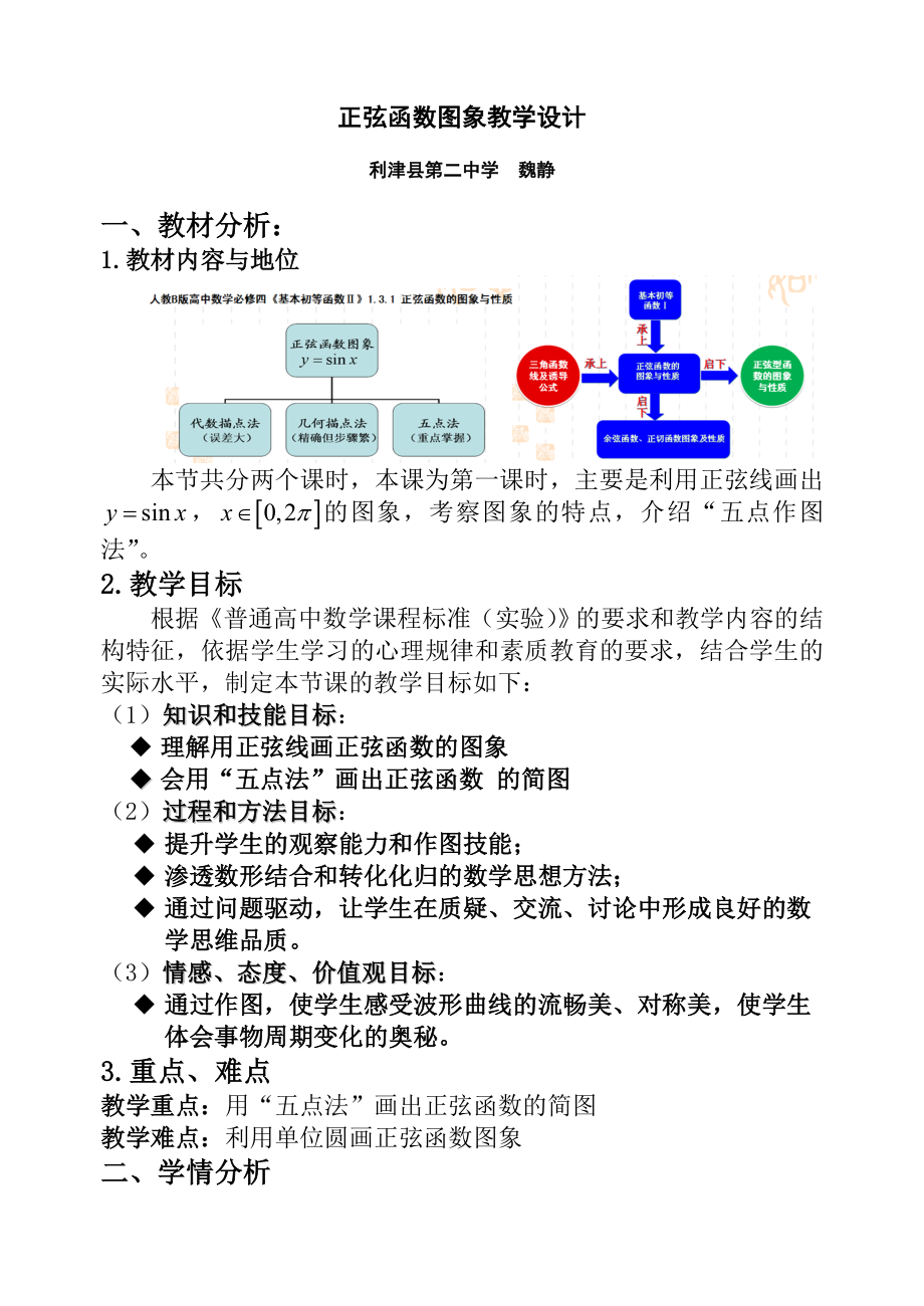 正弦函數(shù)的圖象教學設計_第1頁