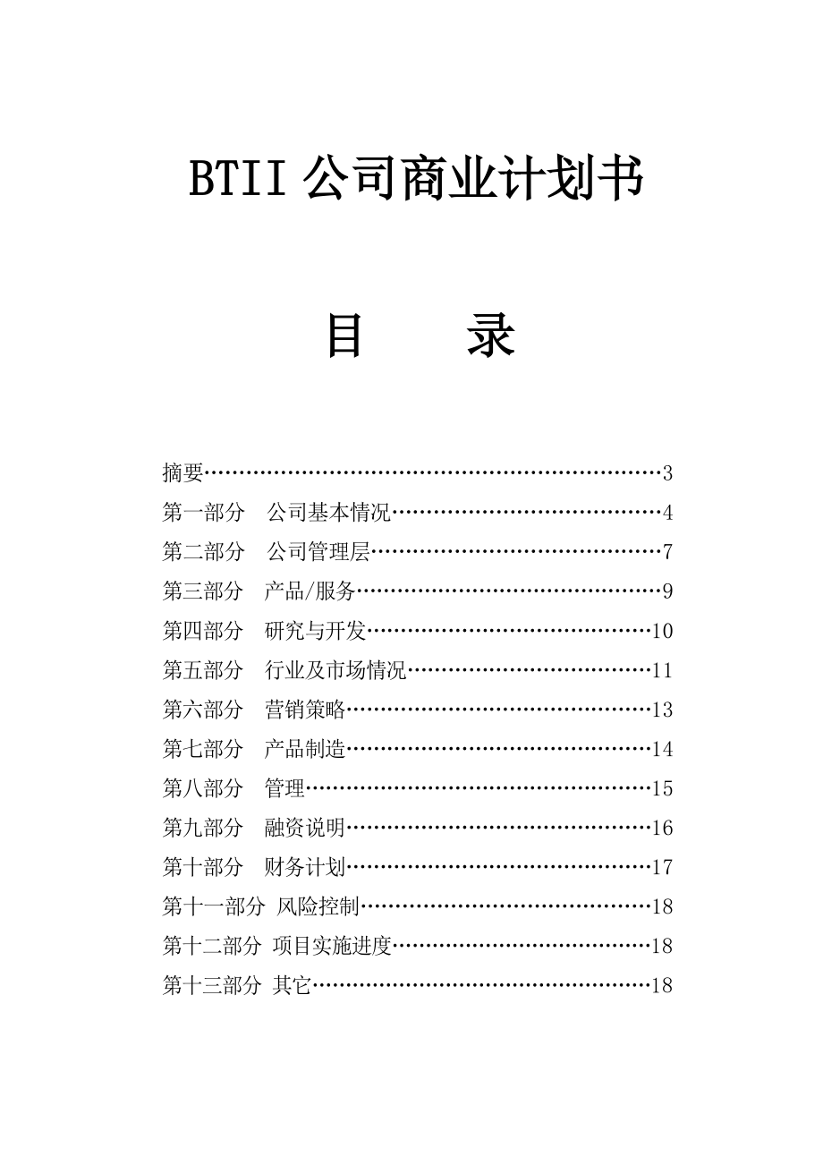BTII公司商业计划书_第1页