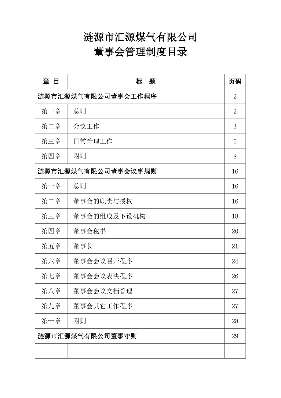 某煤气有限公司董事会管理制度_第1页