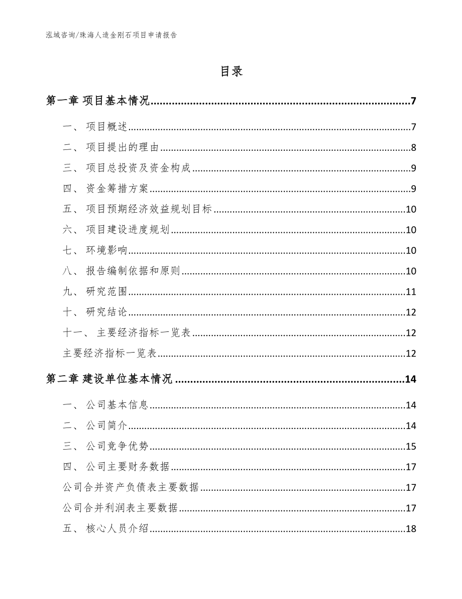 珠海人造金刚石项目申请报告【范文】_第1页
