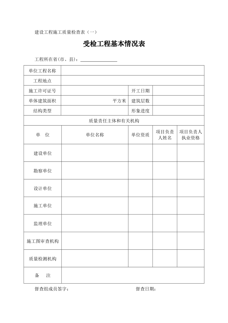 建设工程施工工程质量检查表(一)_第1页