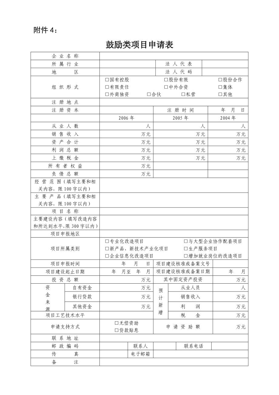 鼓勵(lì)類項(xiàng)目申請(qǐng)表_第1頁