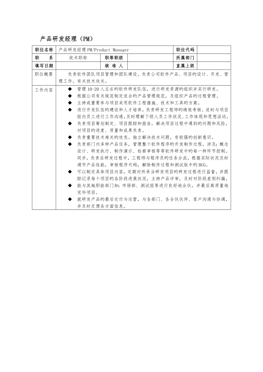 互联网行业产品经理岗位基本职责专项说明书_第1页