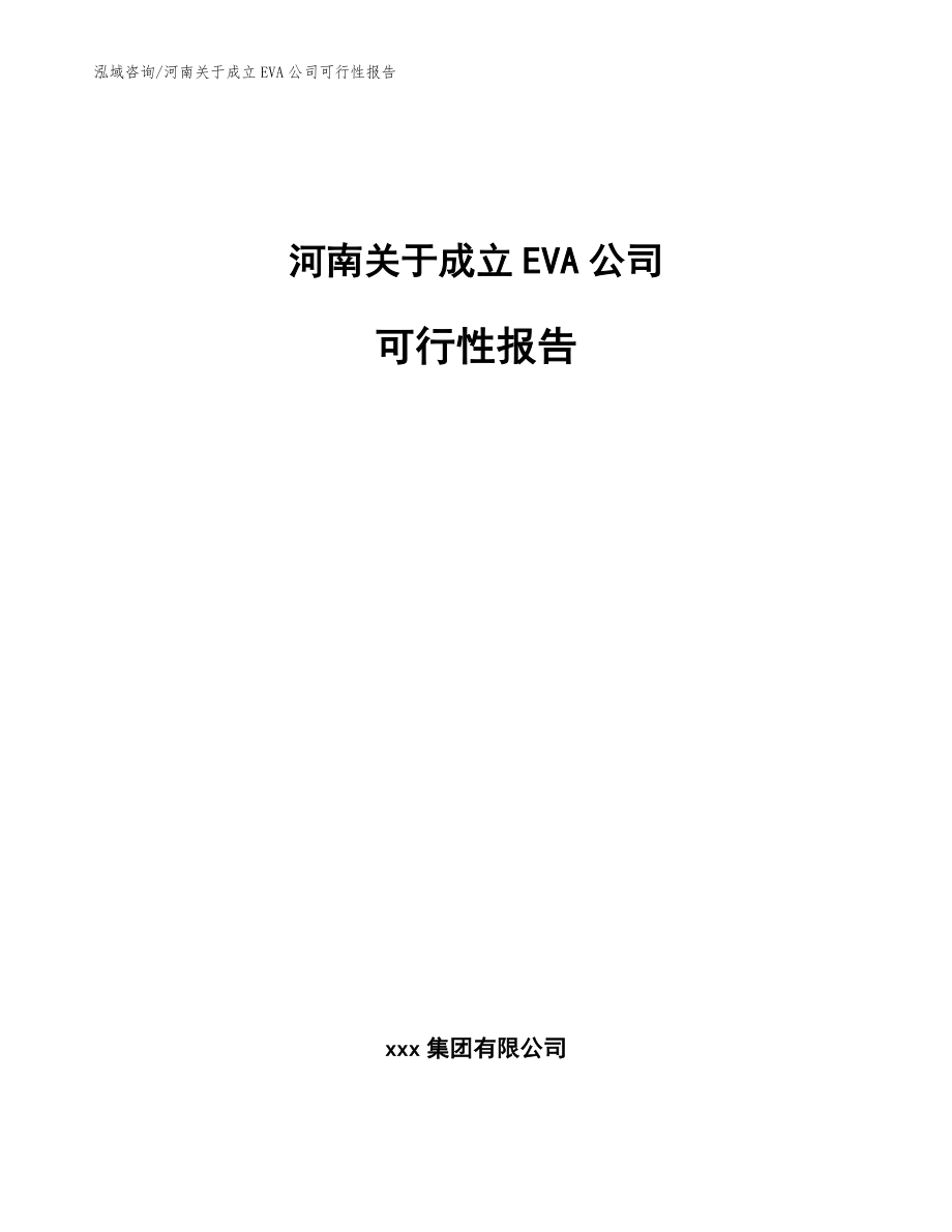 河南关于成立EVA公司可行性报告模板范文_第1页