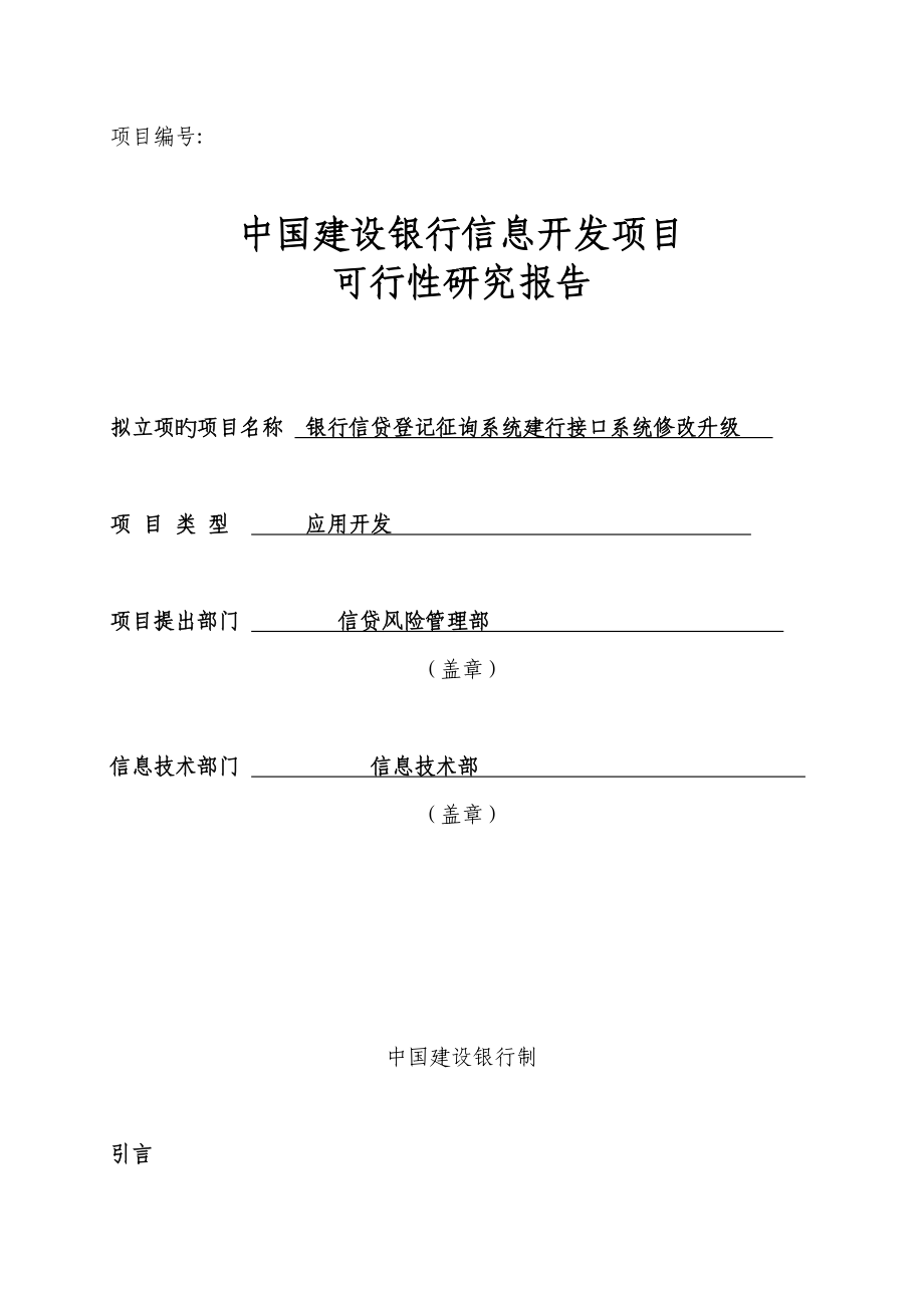 中国建设银行信息开发专项项目可行性专题研究报告_第1页