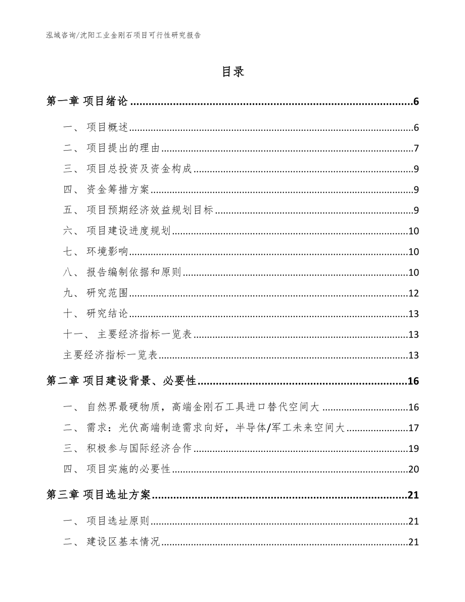 沈阳工业金刚石项目可行性研究报告参考范文_第1页
