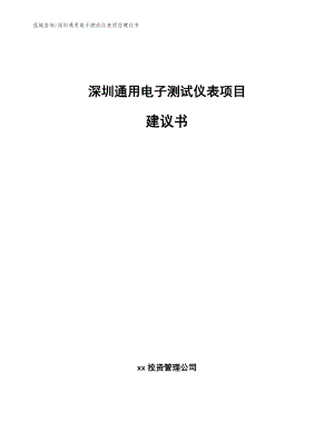 深圳通用电子测试仪表项目建议书