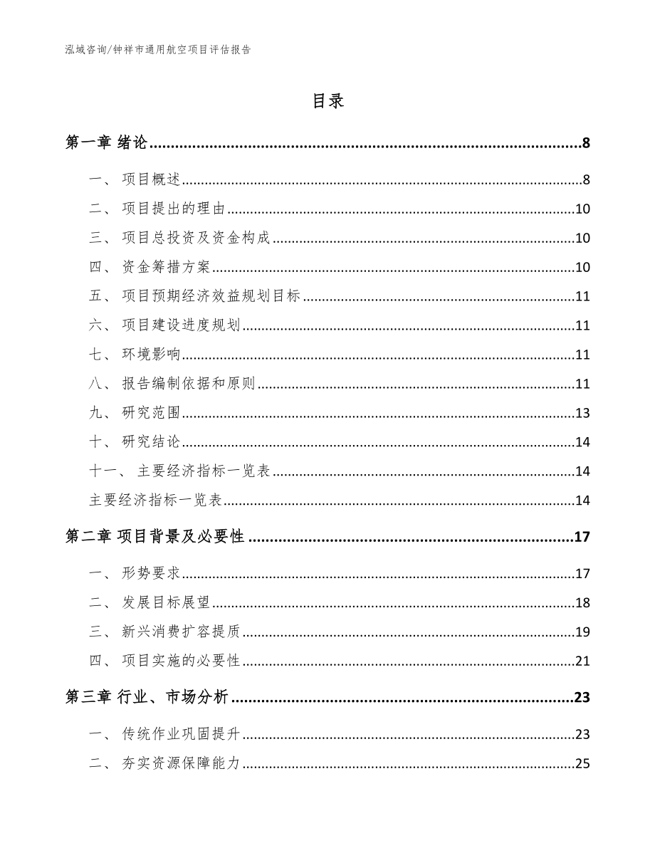 钟祥市通用航空项目评估报告_范文模板_第1页