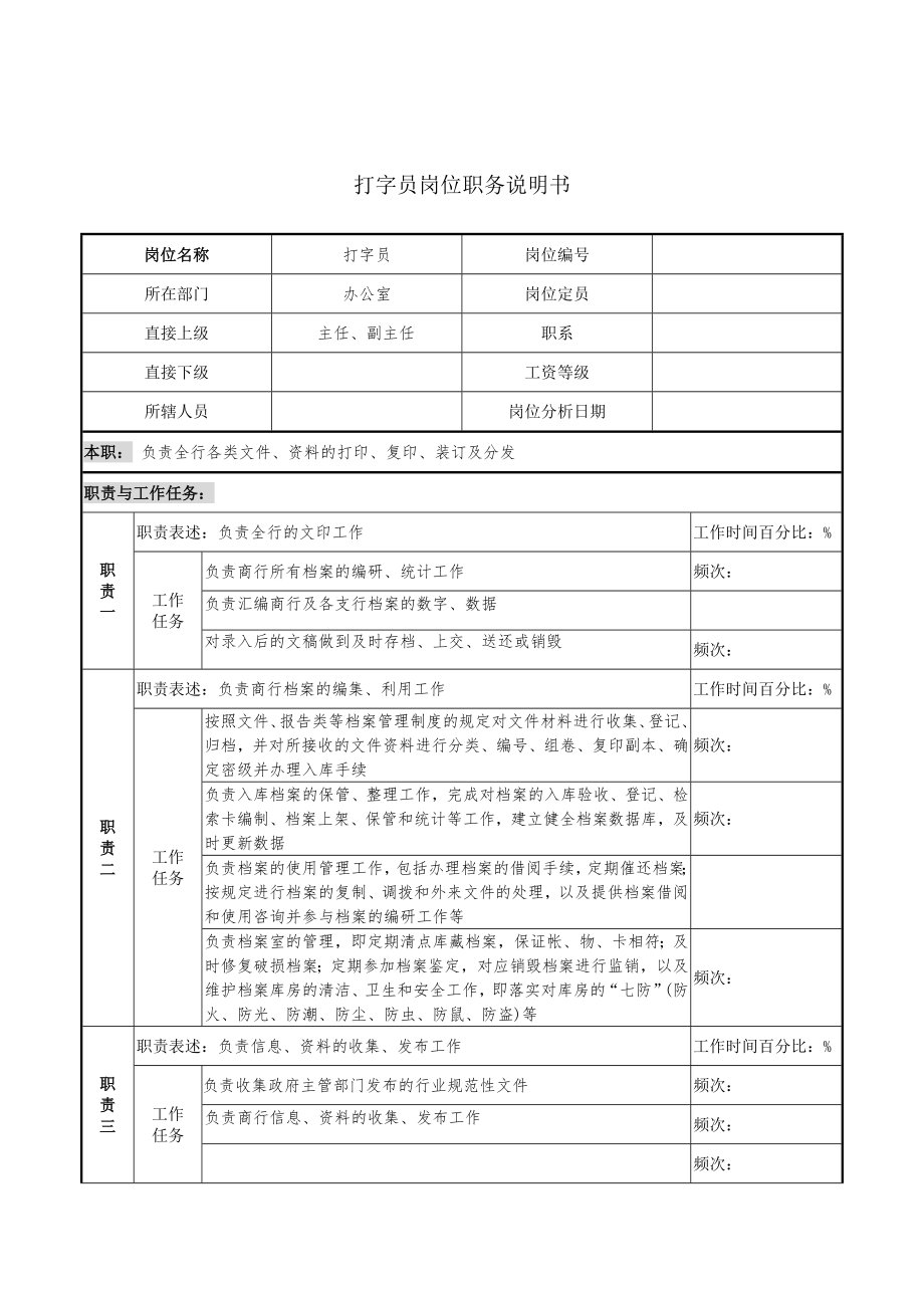 打字员岗位职务说明书_第1页