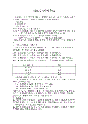 績效考核管理辦法 為了調動公司員工的工作積極性