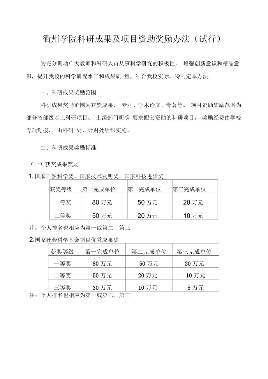 科研成果及项目资助奖励办法_第1页