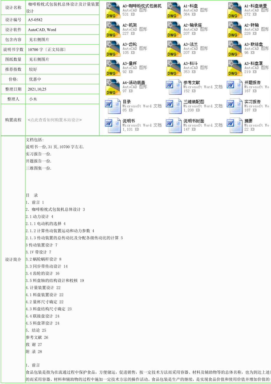 包裝機(jī)械設(shè)計(jì)咖啡粉枕式包裝機(jī)總體設(shè)計(jì)及計(jì)量裝置設(shè)計(jì)_第1頁